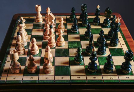 Chess board game concept of business ideas and competition and strategy ideas concept. Chess board on the table.