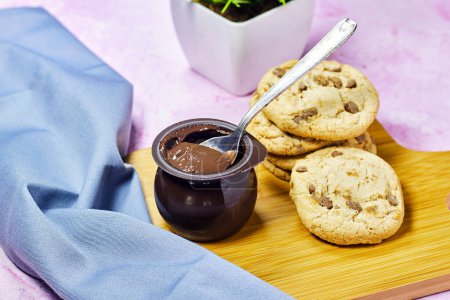 Photo for Homemade chocolate chip cookies with chocolate pudding - Royalty Free Image