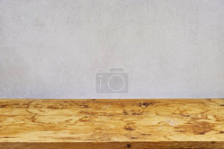 Photo for Empty wood plank table top with grunge background. Mock up for display or montage of product,Banner or header for advertise on social media - Royalty Free Image