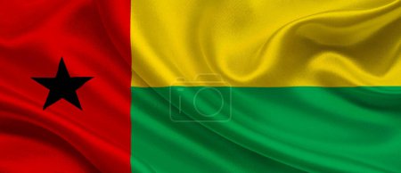 Guinea Bissau national flag textile fabric waving