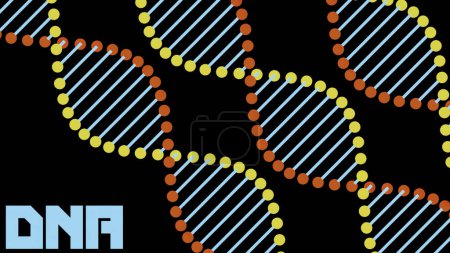 Abstract dna spirals in cartoon animation style. Design. Concept of medicine and science