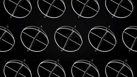 Animation de cercles blancs croisés. Animation abstraite de formes géométriques complexes rotatives sur fond noir
.