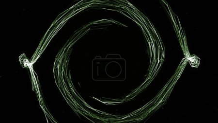 Bola de energía abstracta con electricidad golpea aislado sobre un fondo negro. Animación. Esfera colorida de líneas conectadas