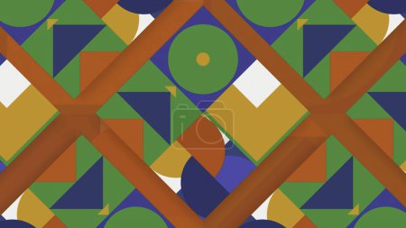 Animated colorful background with moving contrasting figures, seamless loop. Motion. Bright flat silhouettes, concept of modern art