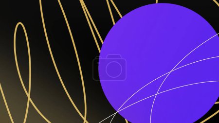 Foto de Esfera colorida rodeada por líneas estrechas de flexión. Moción. Abstracción brillante con una figura y rayas - Imagen libre de derechos