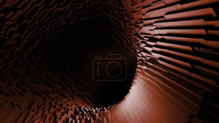 Foto de Túnel rosa y rojo sin luz. Diseño. Un túnel de rápido movimiento de color brillante hecho en abstracción. Imágenes de alta calidad 4k - Imagen libre de derechos