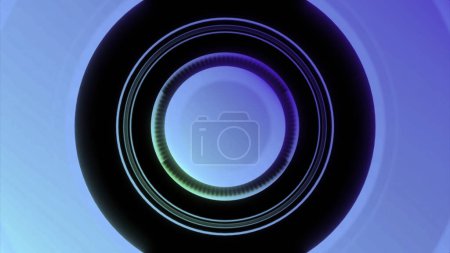Blauer Hintergrund. Design.Der blaue und schwarze Kreis in der Abstraktion blinkt mit verschiedenen Farben von hellem Blau. Hochwertiges 4k Filmmaterial