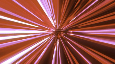 Abstract hyperspace background. Motion. Speed of light, neon glowing rays and stars in motion