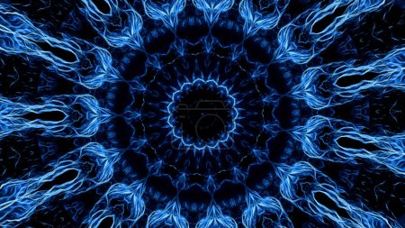 Fleur fractale abstraite se répandant comme l'énergie électrique. Animation. Ornement mandala en forme de fleur