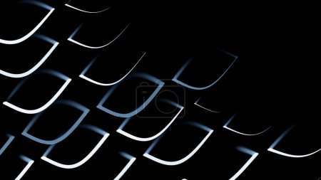 Slowly flowing geometric shapes on a black background. Design. Abstract scale pattern