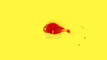 The colorful fish silhouette swimming in liquid texture. Design. Abstract fat animated fish