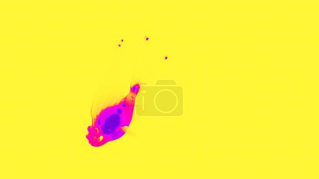 The colorful fish silhouette swimming in liquid texture. Design. Abstract fat animated fish