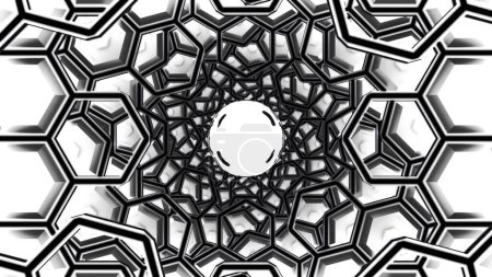 Animación de nanoestructura de átomo de grafeno. Diseño. Nanotube en forma de panal, concepto de nanotecnología y ciencias