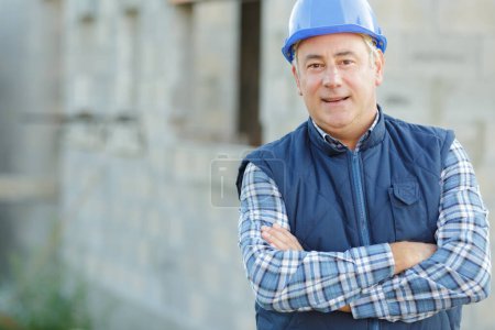 happy construction worker close up