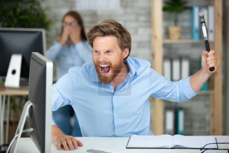 entrepreneur angry and furious with computer