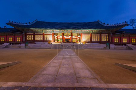 Photo for Gyeongbokgung Palace at night is beautiful, Seoul, South Korea. - Royalty Free Image