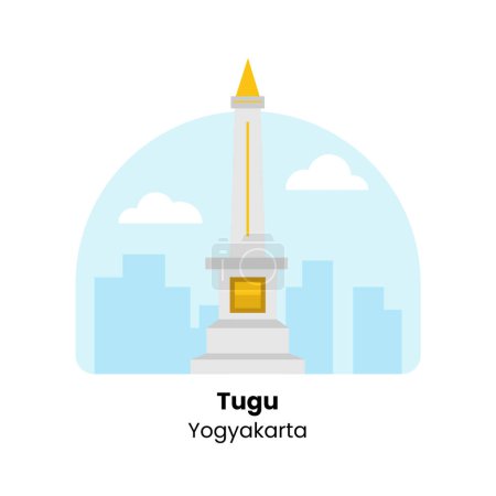 Vektor-Ikone von Tugu, ein historisches Monument in Yogyakarta, Indonesien, zeigt sein ikonisches architektonisches Design.