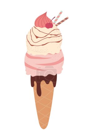 crème glacée avec icône de dessert aux fruits isolé