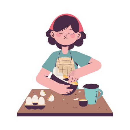 Illustration for Woman cooking a recipe icon isolated - Royalty Free Image