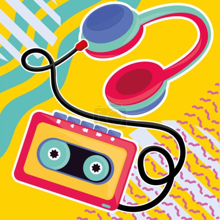 Illustration for Walkman and headphones retro style - Royalty Free Image