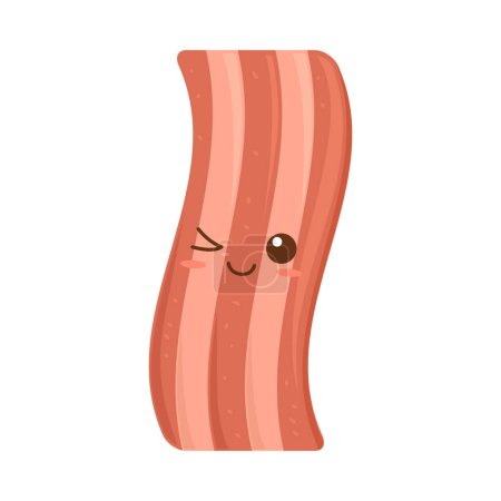 Illustration pour Bacon kawaii icône de la nourriture isolé - image libre de droit