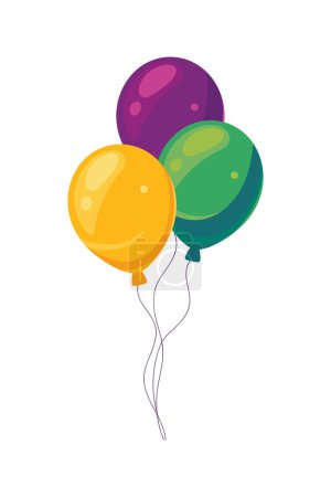 Téléchargez les illustrations : Ballons icône de décoration de fête isolé - en licence libre de droit