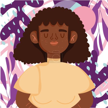 Illustration for Afro woman with freckles on face - Royalty Free Image