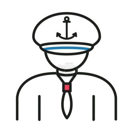 Téléchargez les illustrations : Ship captain nautical icon white background - en licence libre de droit
