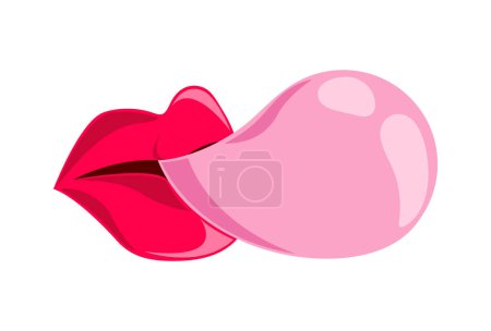mouth with bubble of gum retro icon isolated