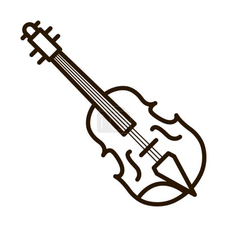 violin musical instrument line icon isolated