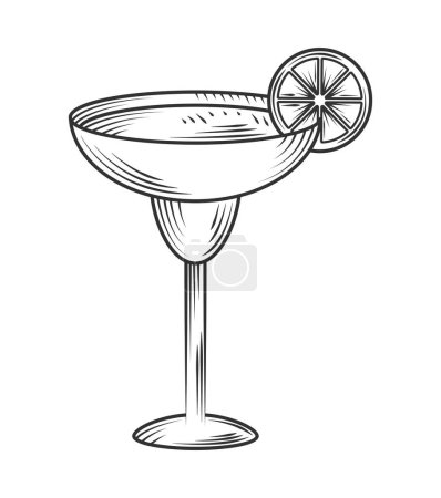 Illustration for Refreshing cocktails with citrus fruit icon isolated - Royalty Free Image
