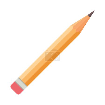 Téléchargez les illustrations : Icône de dessin pointe crayon jaune isolé - en licence libre de droit