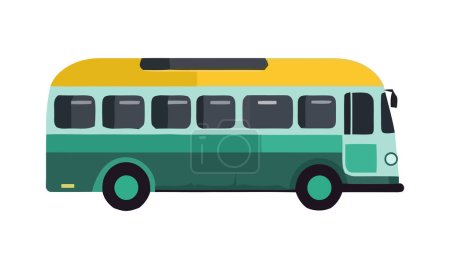 Téléchargez les illustrations : Icône bus autocar jaune moderne isolé - en licence libre de droit