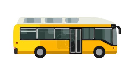 Yellow bus driving in modern style icon isolated