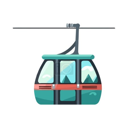 Ilustración de Montar un teleférico en un icono nevado de la montaña aislado - Imagen libre de derechos