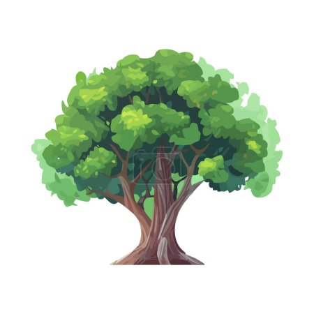 Illustration for Green leaves on a tree branch icon isolated - Royalty Free Image