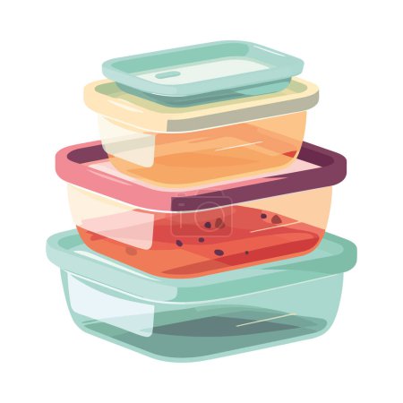 Illustration for Stack of disposable plastic crockery icon isolated - Royalty Free Image