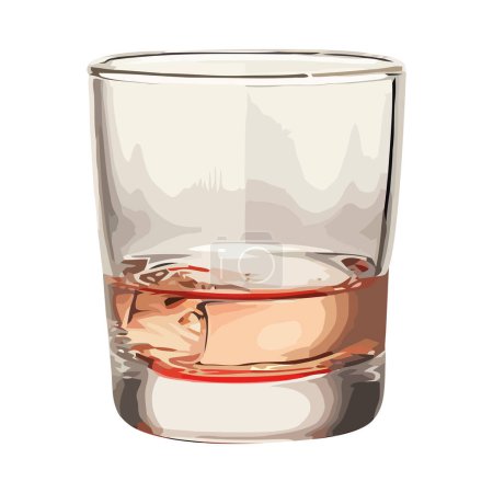 Illustration for Luxury whiskey glass with ice icon isolated - Royalty Free Image