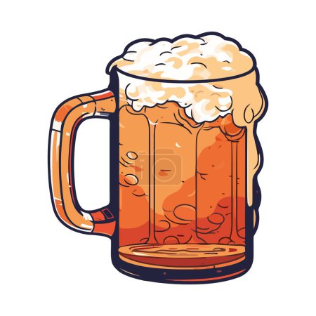 Illustration for Frothy drink in gold beer glass celebration icon isolated - Royalty Free Image