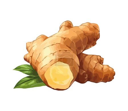 Illustration for Fresh ginger root, a healthy cooking ingredient icon isolated - Royalty Free Image
