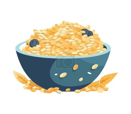 Healthy vegetarian meal in a wheat bowl icon isolated