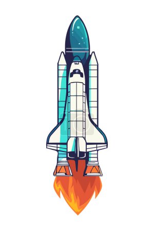 Téléchargez les illustrations : Lancement vaisseau spatial icône explorateur isolé - en licence libre de droit