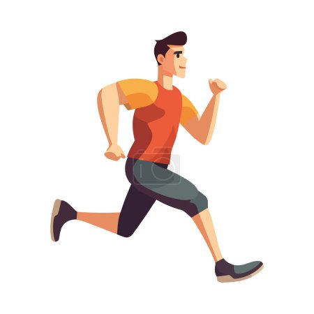 Ilustración de Muscular hombre corriendo a la victoria en la competencia icono aislado - Imagen libre de derechos
