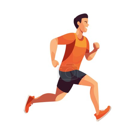 Illustration for Muscular man sprinting in a sports race icon isolated - Royalty Free Image
