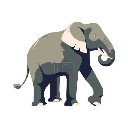 elephant mascot walking in tropical rainforest icon isolated