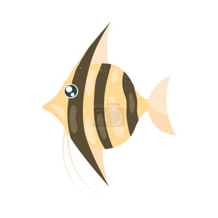 Téléchargez les illustrations : Poisson rayé vie marine icône isolé - en licence libre de droit