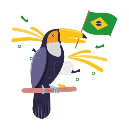 Illustration for Brazil day celebration tucan vector isolated - Royalty Free Image