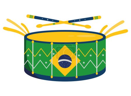 Illustration for Brazil day celebration drum illustration vector isolated - Royalty Free Image