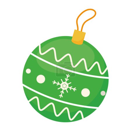 Téléchargez les illustrations : Boule verte de Noël vecteur isolé - en licence libre de droit