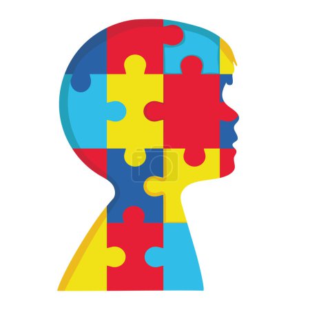 Illustration for Autism day awareness silhouette of puzzle piece vector isolated - Royalty Free Image